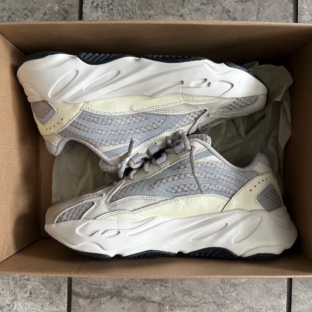 Yeezy Gray and Cream Sneakers